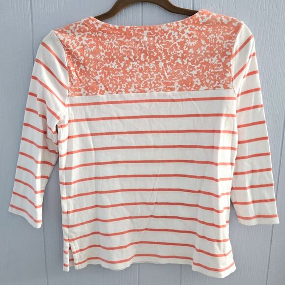 Nautica Peach Multiprint Tee size Small Nautical Striped Summer Feminine - Picture 8 of 8